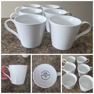 Lagostina Pavia 6 White Mugs Ribbed Porcelain